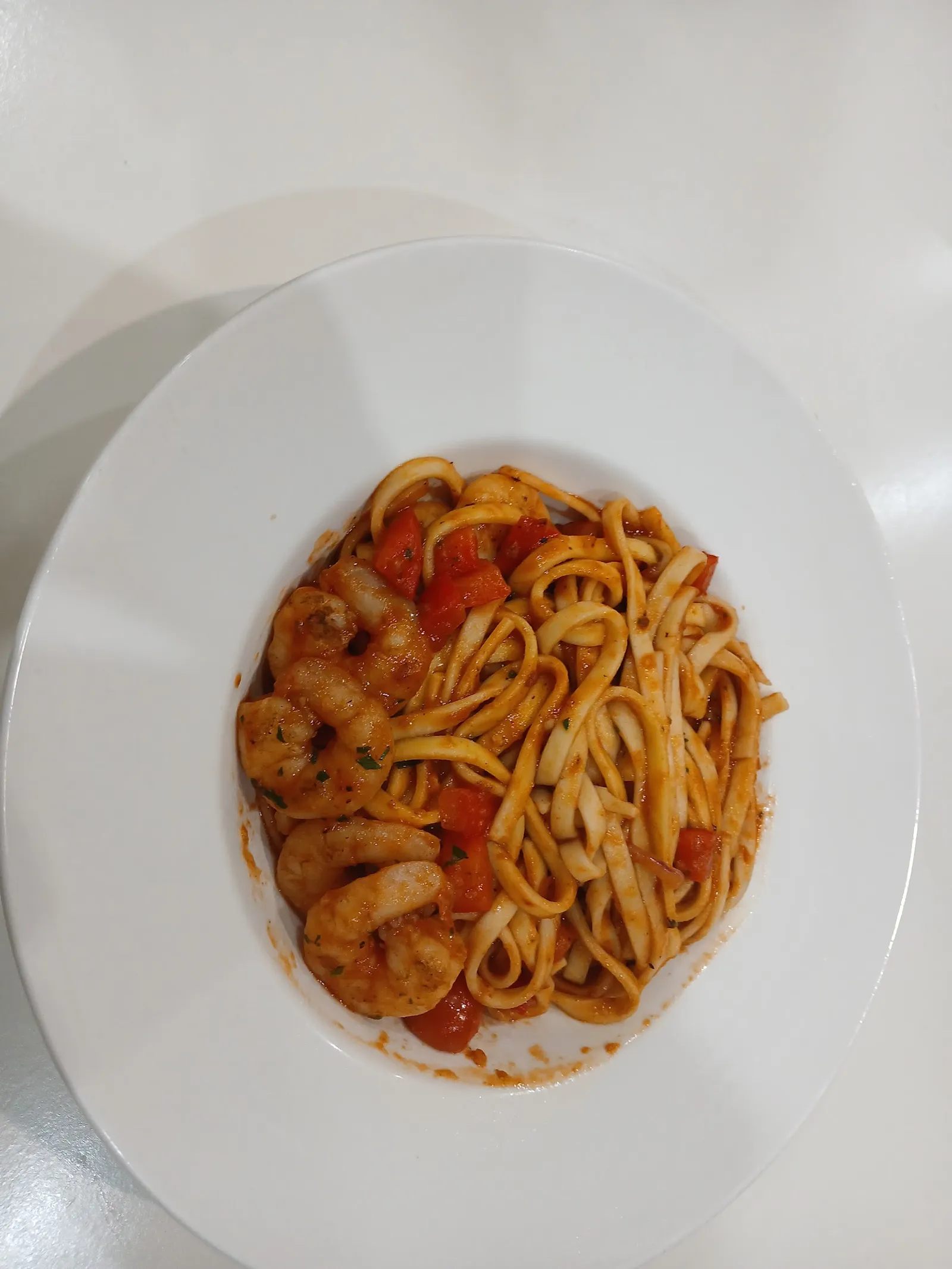 Fettuccine marinara with prawns and squid