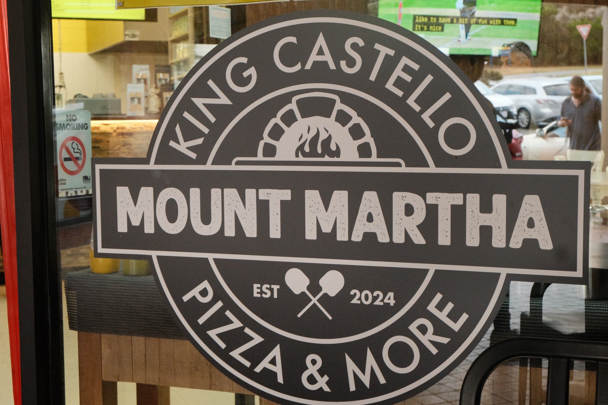 King Castello Mount Martha logo signage on shop glass door
